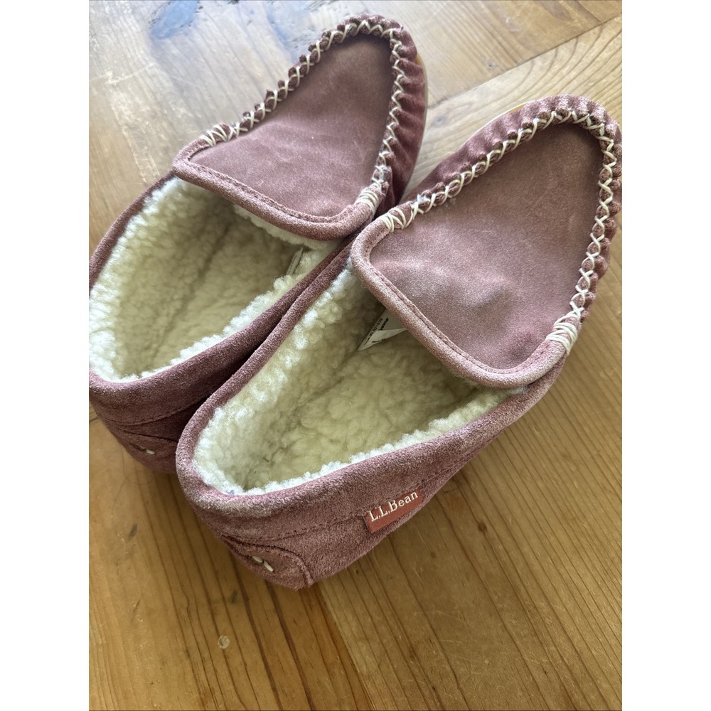 L.L. Bean Slippers Wicked Good Suede Lamb Shearling Lined Slippers Women's 8